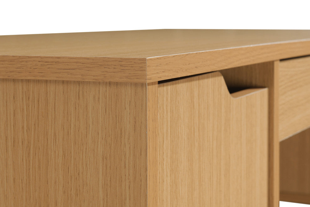 Denmark Executive Desk With Power, Natural Finish
