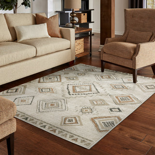 Garson Southwest Tribal Area Rug, Ivory, 5'3"x7'3"
