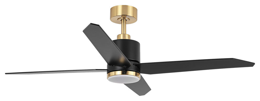 52 in. LED Matte Black and Gold Ceiling Fan with DC Reversible Motor