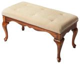 Traditional Queen Anne Bench, Olive Ash Burl Finish