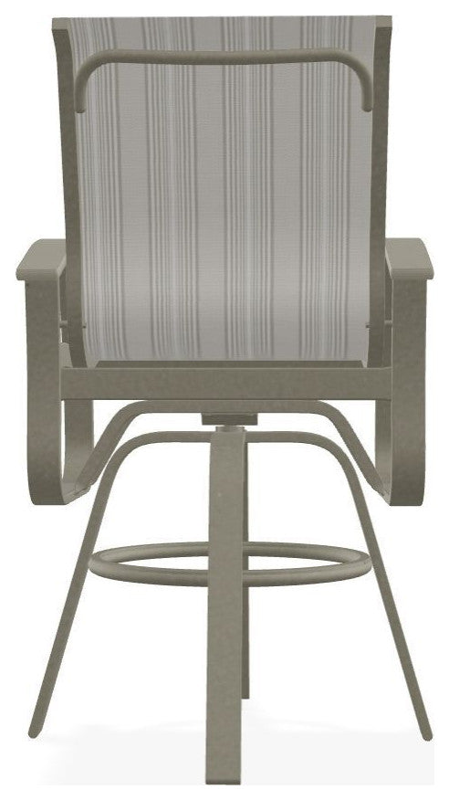 Belle Isle Sling Bar Height Outdoor Swivel Armchair, Harbor/Storm