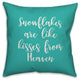 Snowflakes Are Like Kisses From Heaven, Teal 18x18 Throw Pillow