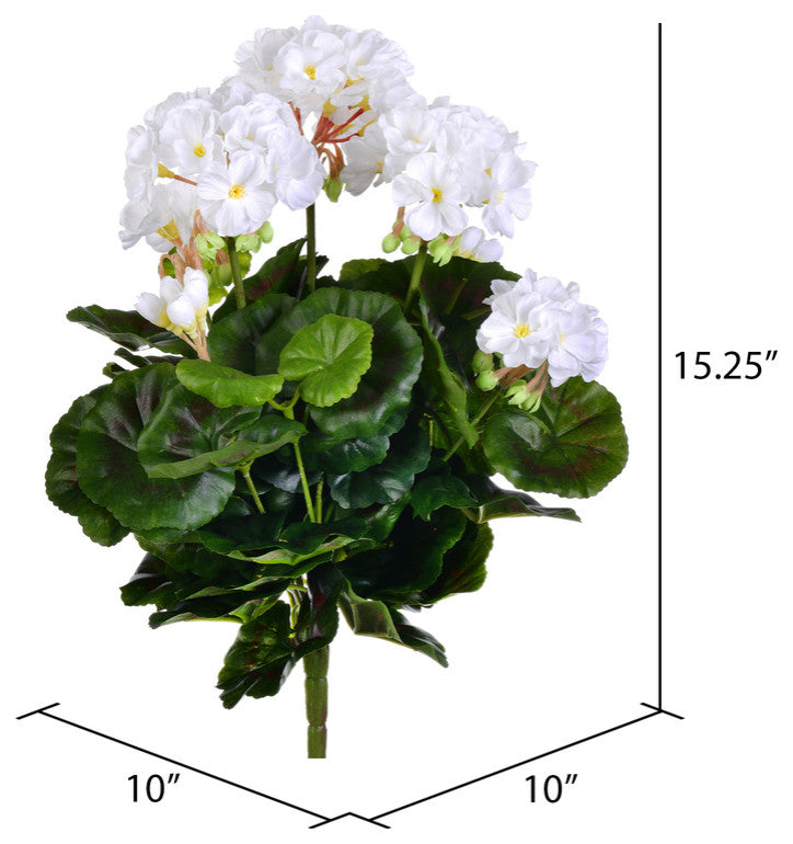 Vickerman Fl170504 15.25" Artificial White Polyester Geranium Bush