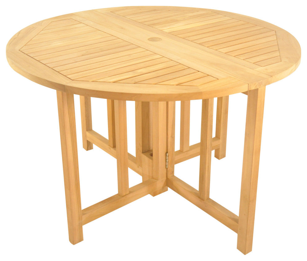 5-Piece Outdoor Patio Teak Dining Set, 48" Butterfly Table, 4 Arm Chairs