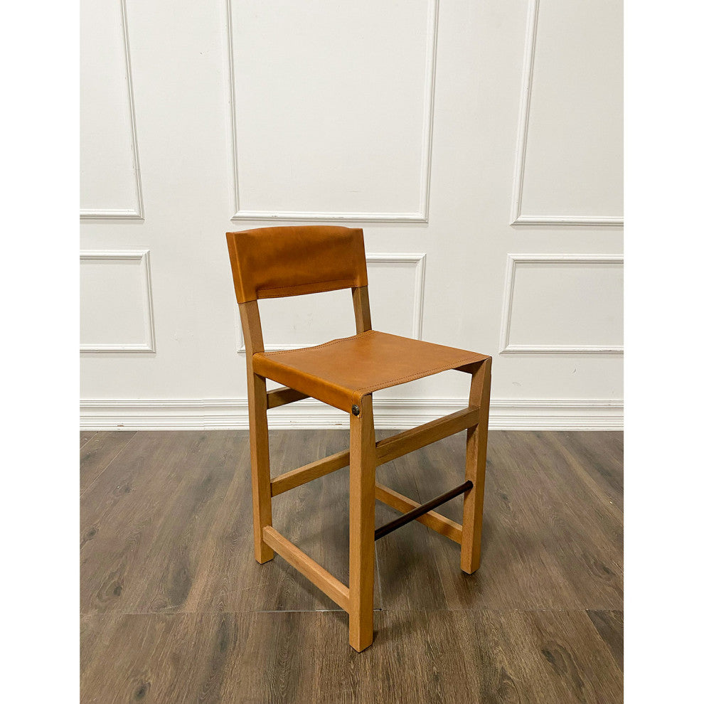 Counterstool Taura, Natural With Leather Saddle