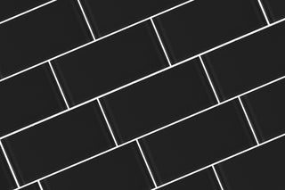 Metro 3"x6" Glass Subway Tile,Glossy Black, Piece