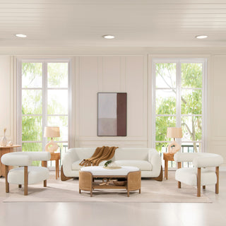 Alpine 90.5" Sherpa Sofa, Ivory White Boucle