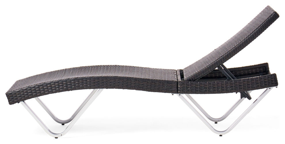 GDF Studio Manuela Outdoor Single Multibrown Wicker Chaise Lounge Chair