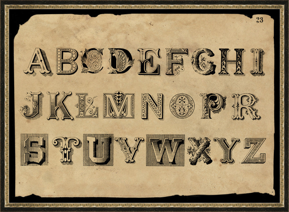 Vintage Alphabet 4, Giclee Reproduction Artwork