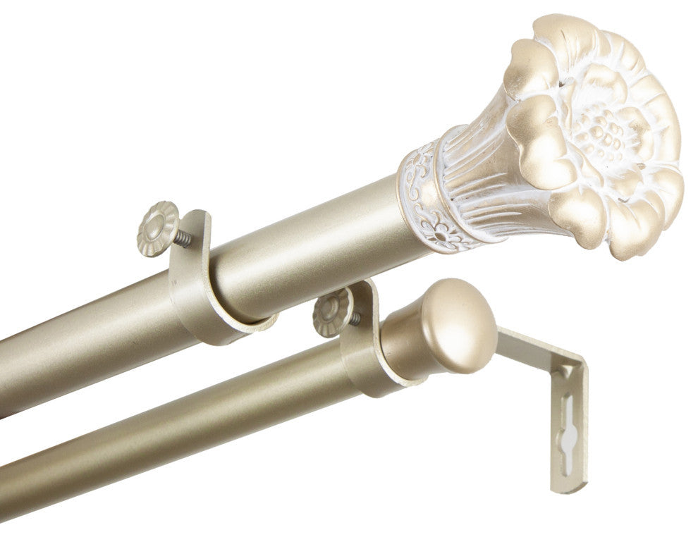 Dakota 1" Double Curtain Rod, Light Gold, 120-170"