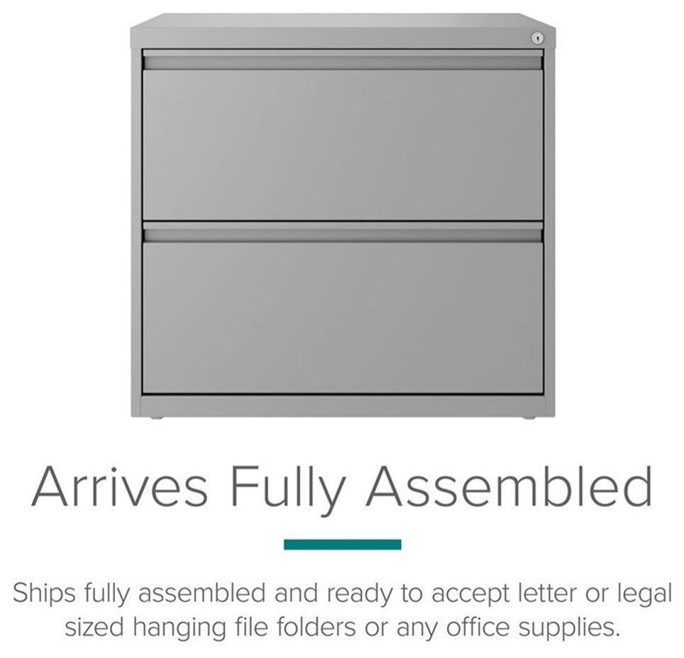 Hirsh 30 inch W 2 Drawer Metal Lateral 101 File Cabinet Arctic Silver