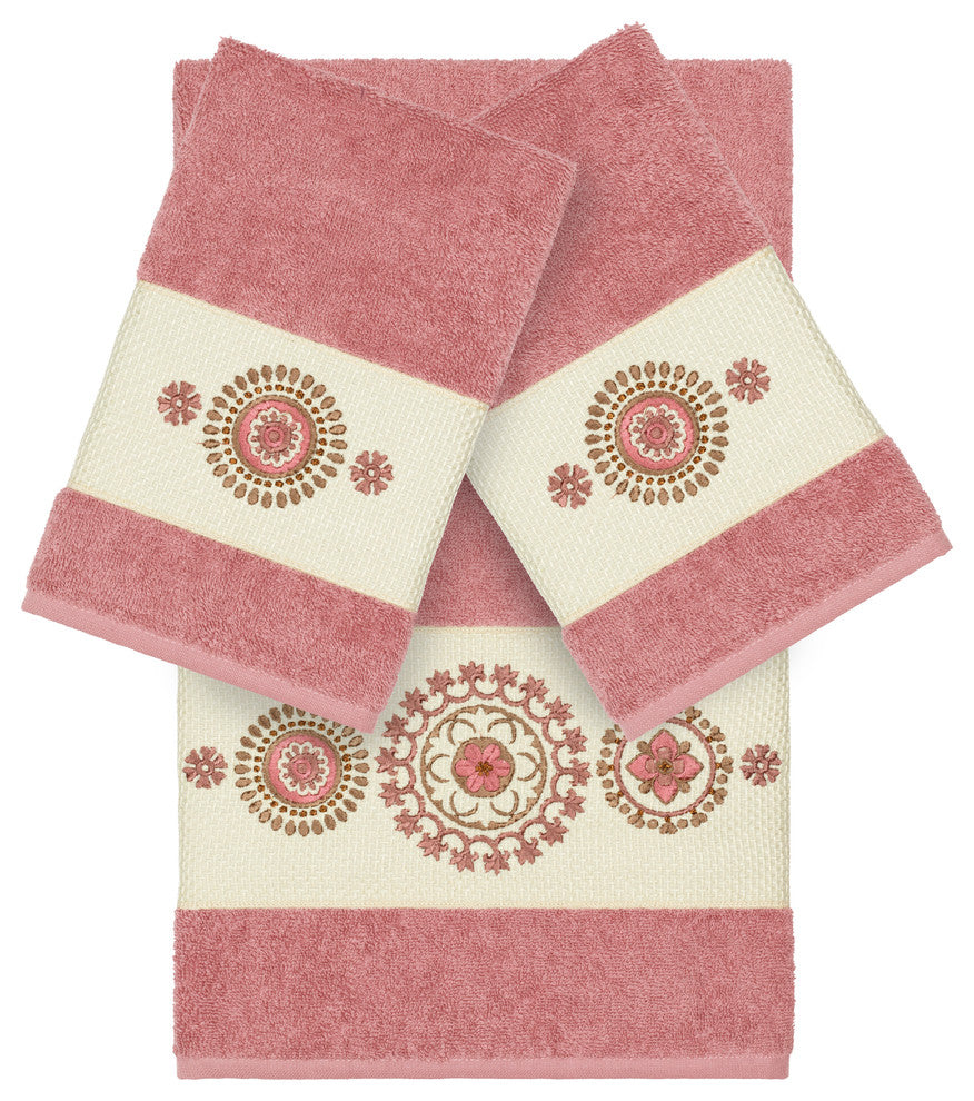 Isabelle 3 Piece Embellished Towel Set