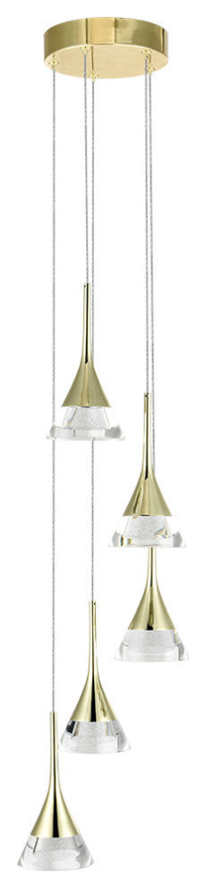 Amalfi 5-Light ETL Certified Integrated LED Chandelier Lighting Fixture, Gold