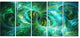 Blue Fractal Ornamental Glass, Abstract Canvas Art Print, 60"x28", 5 Panels