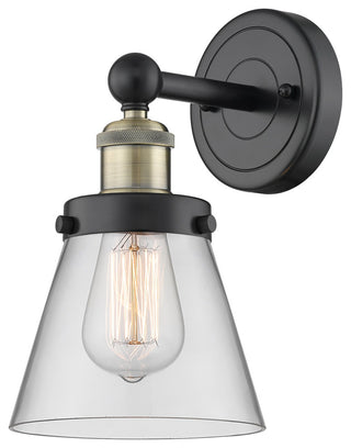 Small Cone 1-Light 7" Sconce, Black Antique Brass Finish, Clear Shade