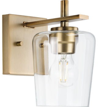 Calais 5" 1-Light Vintage Brass Clear Glass Bath Vanity Light