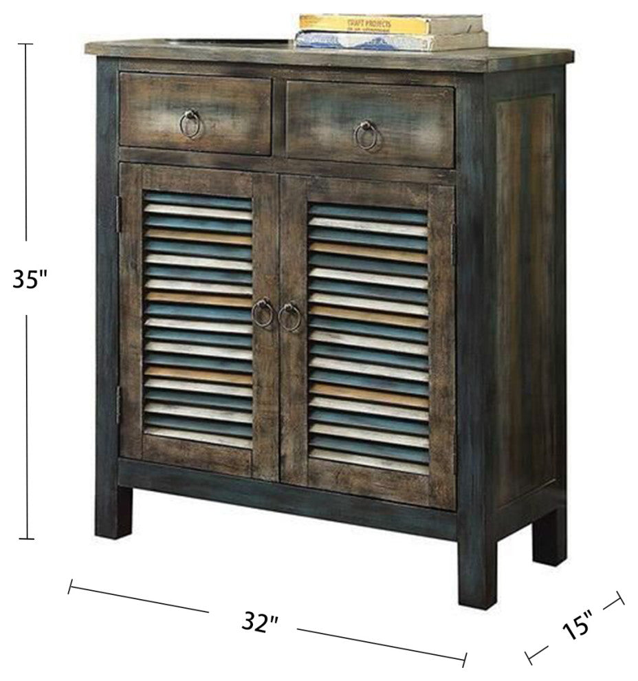 Console Table With 2 Storage Drawers, Antique Oak
