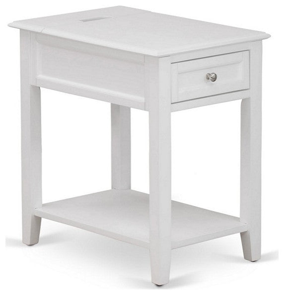 Wood Night Stand With 1 Drawers, Stable And Sturdy Constructed White Finish