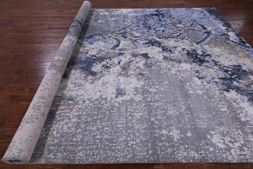 Abstract Wool and Silk Handmade Rug 8' 11" X 12' 0" Q9032