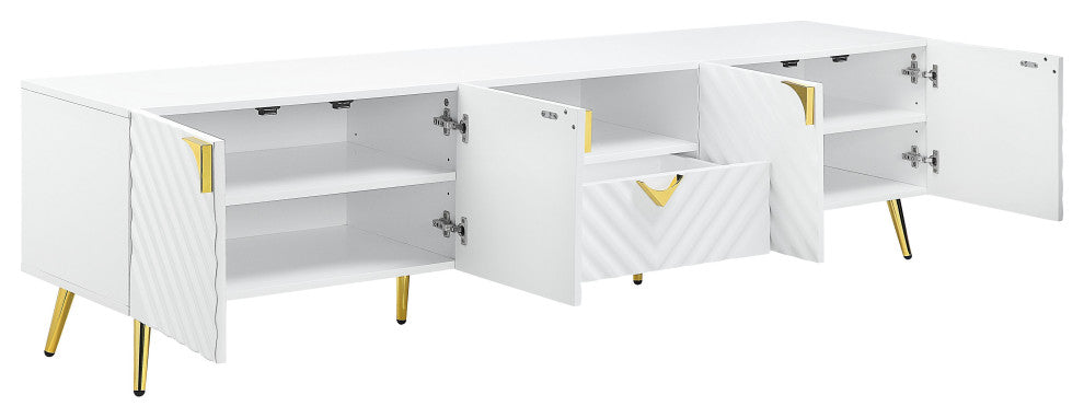 ACME Gaines TV Stand, White High Gloss Finish