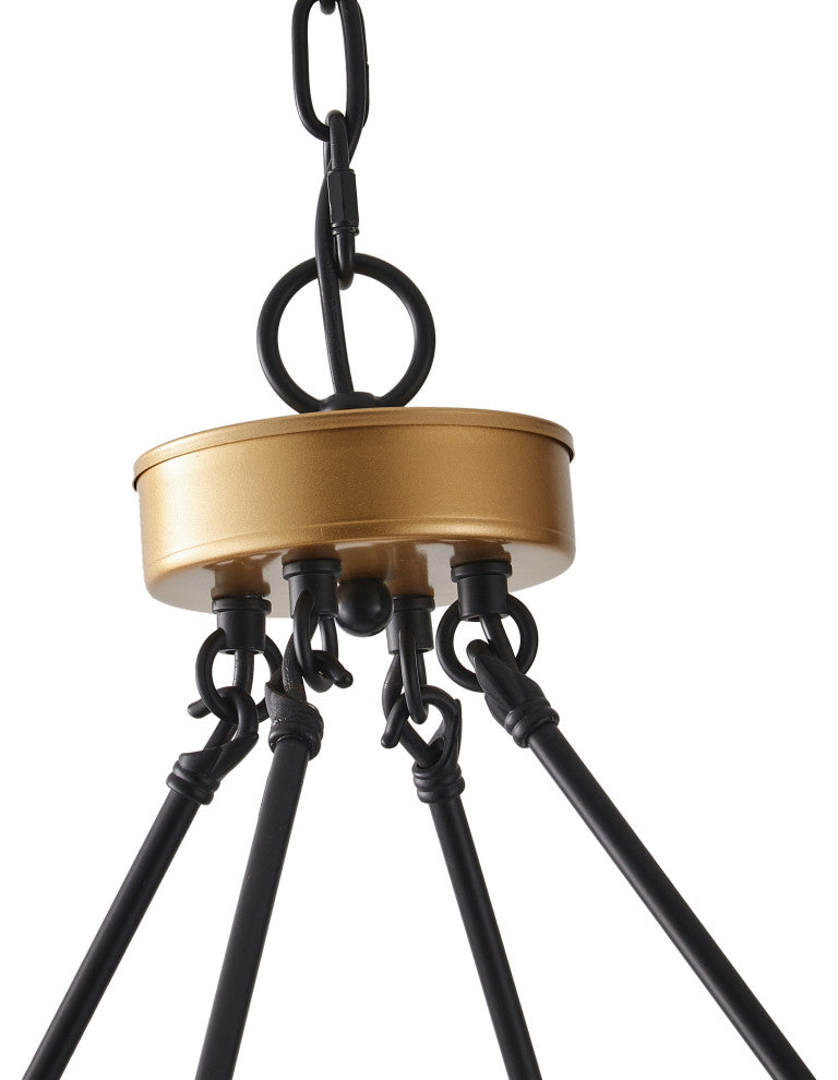 28-Light Wagon Wheel Pendant Candle Style Ceiling Light, Black