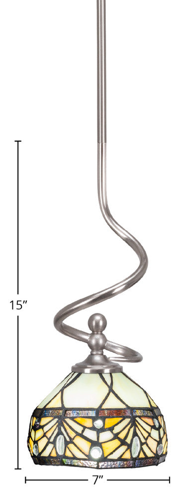 Capri Stem Mini Pendant In Brushed Nickel Finish With 7" Royal Merlot Art Glass