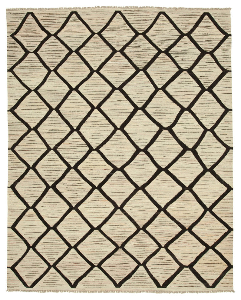 Rug N Carpet - Handmade Turkish 8' 1'' x 10' 0'' Modern Design Wool Kilim Rug