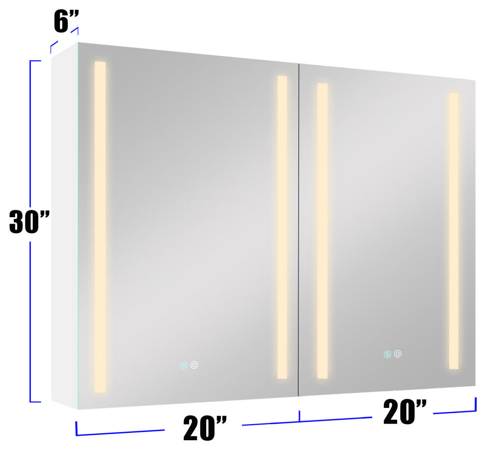 40" Aluminum Surface Mounted Medicine Cabinet with Two Doors and Mirror