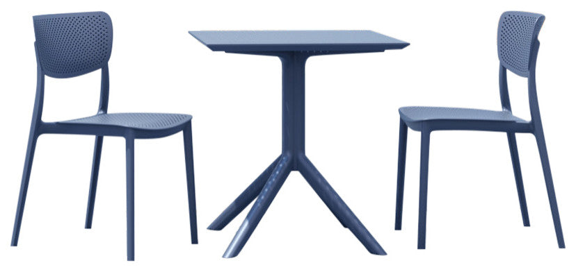 Lucy Outdoor Bistro 3-Piece Set With 27" Table Top Dark Gray