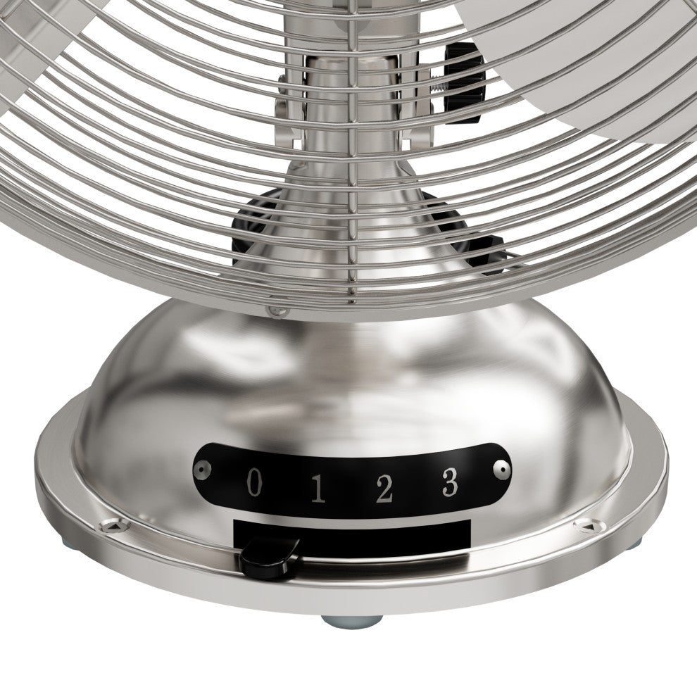 Hunter Classic Brushed Nickel 4-Blade Oscillating 3-speed Desk Fan