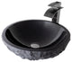 Absolute Natural Granite Stone Vessel Sink Combo with Faucet and Drain, Gunmetal