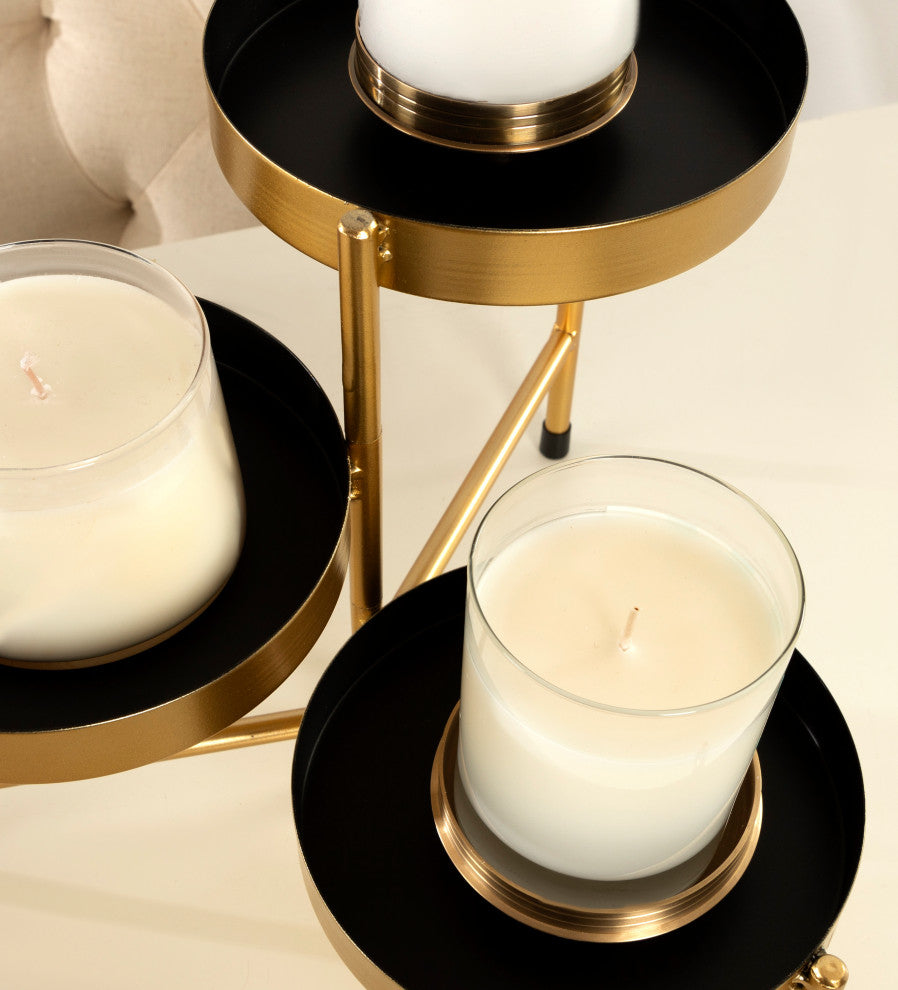 Finn Tiered Tabletop Planter, Black/Gold 7.25x7.25x10