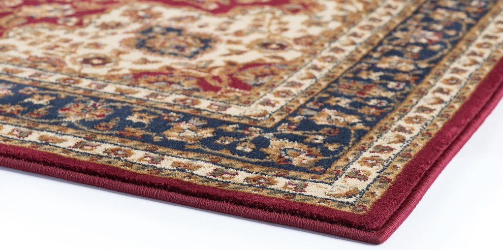 Kirsten Transitional Border Area Rug, Red, 2'3"x10'