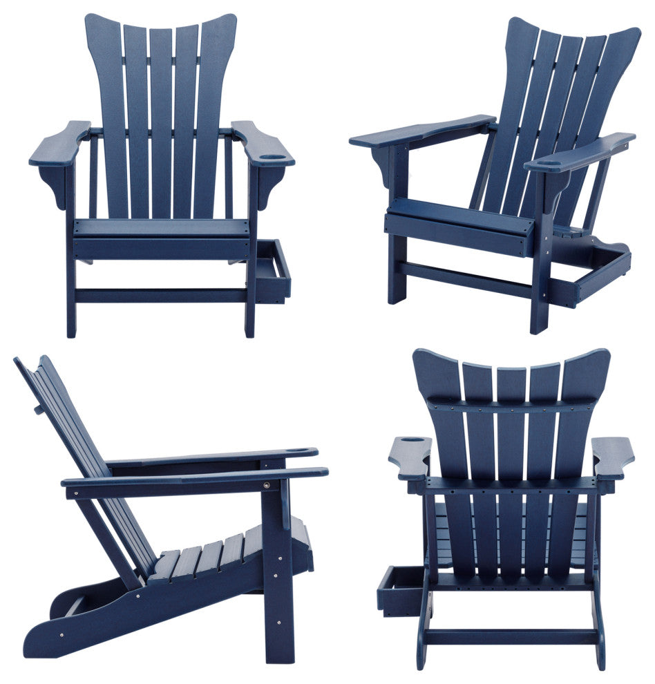 Modern Plastic Weather-Resistant Adirondack Chairs, Navy Blue
