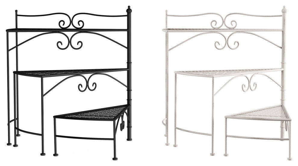 3-Tier Indoor or Outdoor Folding Spiral Stair Wrought Iron Plant Stand