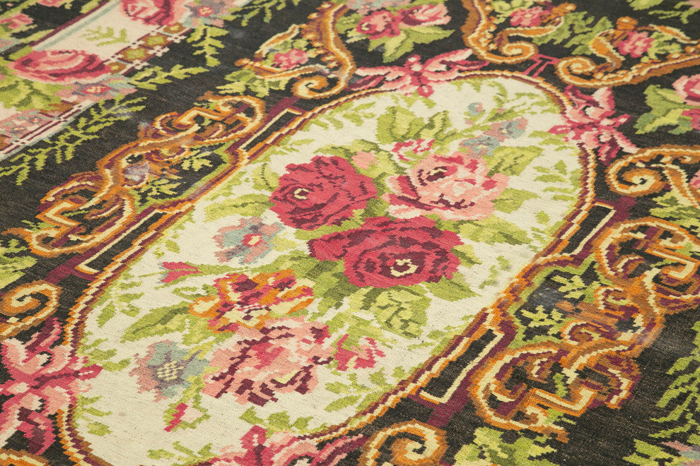Rug N Carpet - Handmade Moldovian 7' 0'' x 11' 8'' Antique Rose Kilim Rug