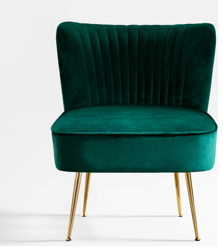 WestinTrends 25" Tufted Velvet Accent Chair for Living Dining Room, Bedroom, Den, Green