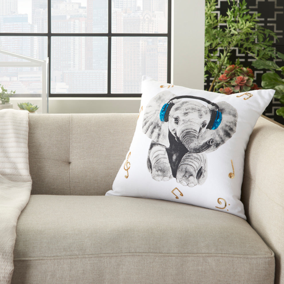 Nourison JB015 Throw Pillow, White, 18" x 18"