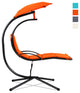 Costway Patio Hanging Hammock Chaise Lounge Chair with Canopy Cushion Orange