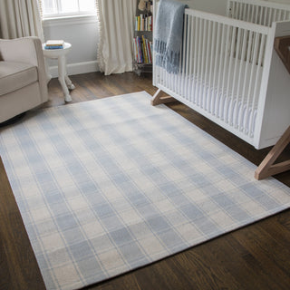 Momeni Marlborough Hand Woven Wool Area Rug, Light Blue, 5'x8'