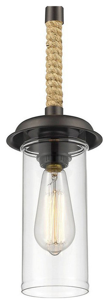 Vintage Glass Hemp Rope Pendant Lamp Light
