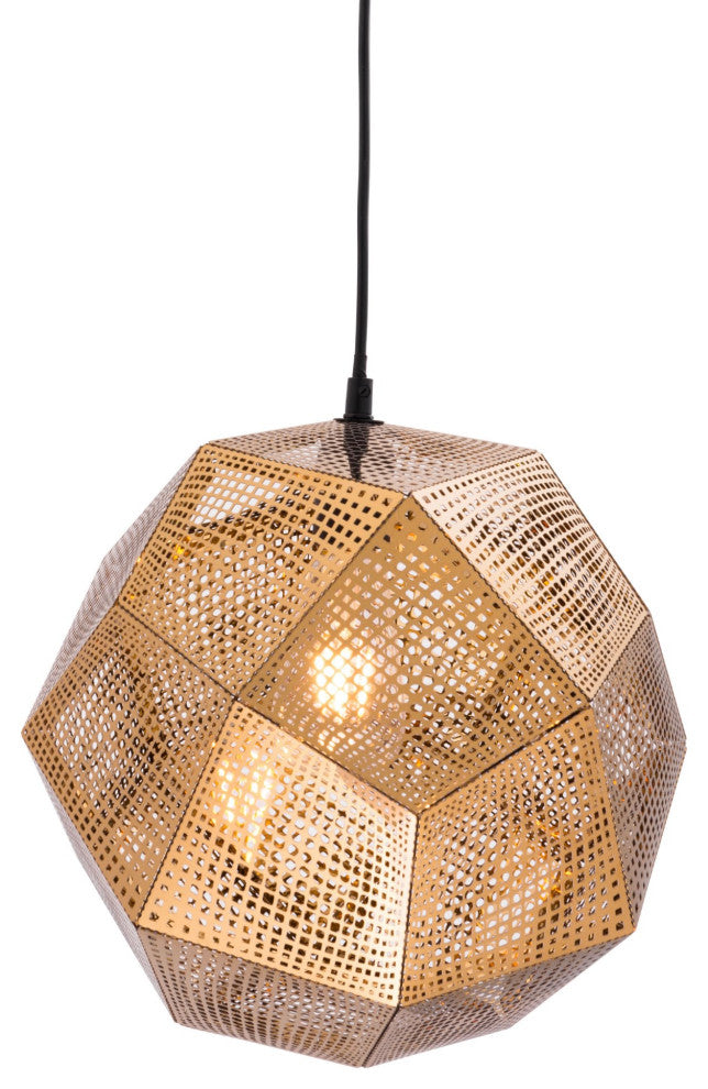 Pendant Ceiling Light Fixture, Steel Metal, Gold, Kitchen Lounge Cafe Bistro
