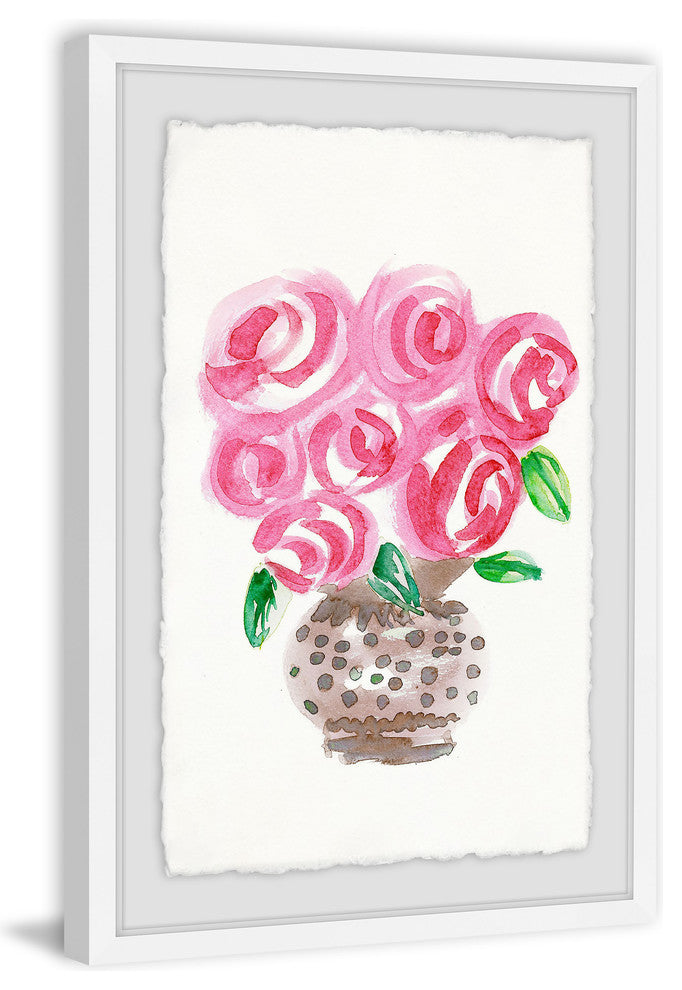 "Big Pink Blooms" Framed Painting Print, 16"x24"