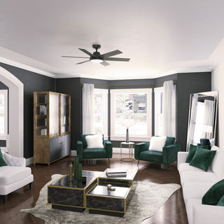 52" Donatella Matte Black Ceiling Fan, LED Light Kit and Handheld Remote