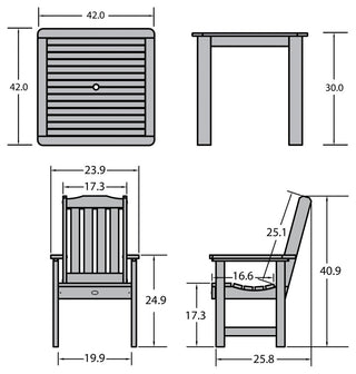 Lehigh 5-Piece Square Dining Set, White
