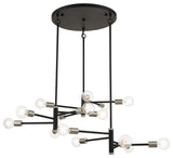 15 Light Black Extra Large Chandelier, Brushed Nickel Accents
