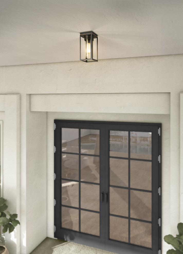 Walker Hill 1-Light Outdoor Ceiling Light, Matte Black, Oil Rubbed Bronze