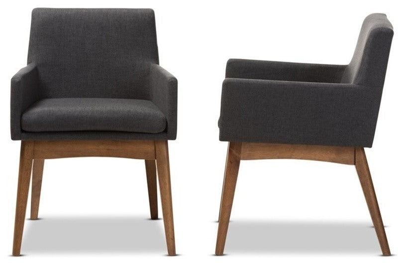 Nexus Modern Walnut Wooding Dark Gray Dining Armchair, Set of 2