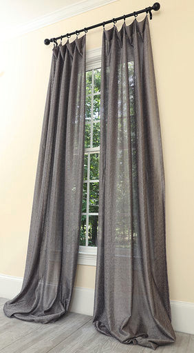 La Rosa Metallic Semi Sheer Rod Pocket Curtain 52''x84'' Single Panel Dark Gray