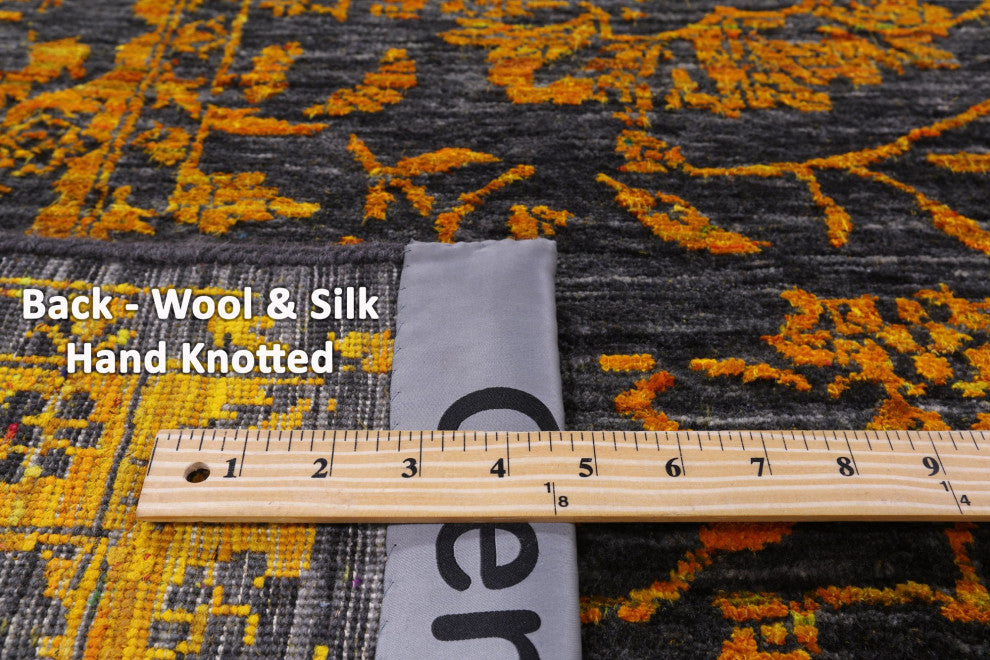 Wool and Silk Persian Hand Knotted Rug 8' 11" X 12' 1" Q8564